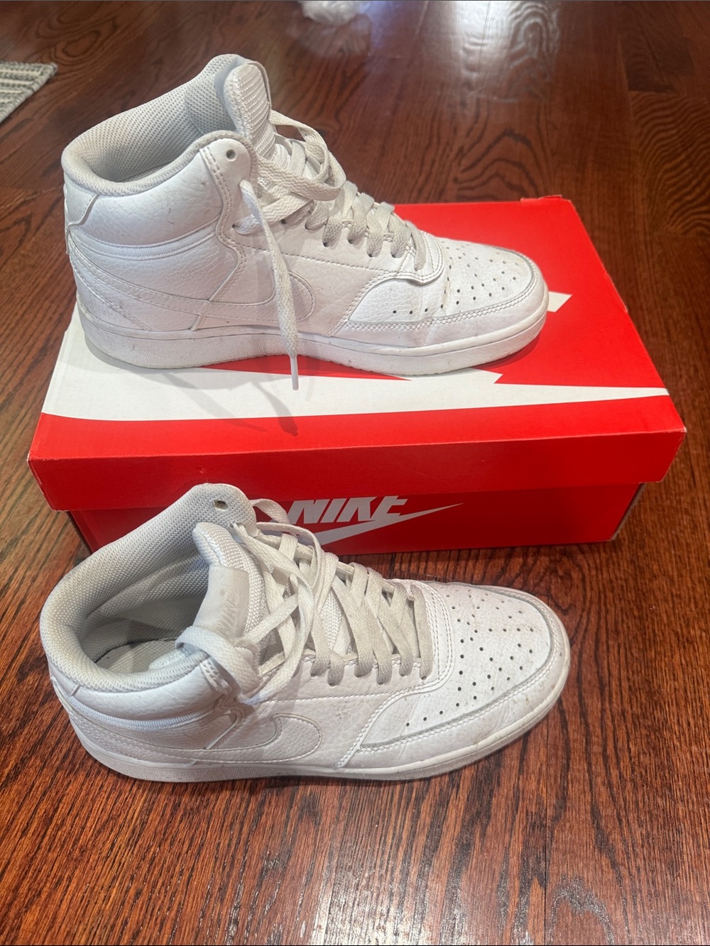 Nike women White High-Top Sneakers with Classic Swoosh